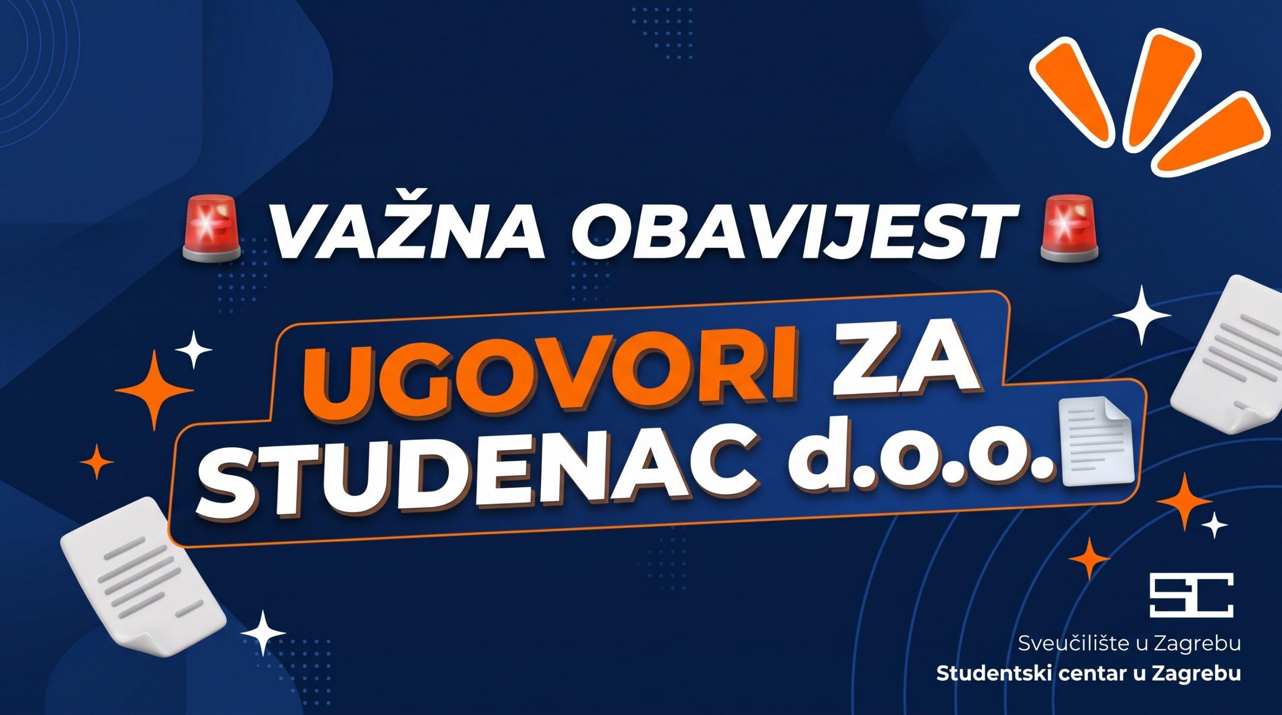 <p>Obavijest o podizanju studentskih ugovora za Studenac d.o.o.</p>